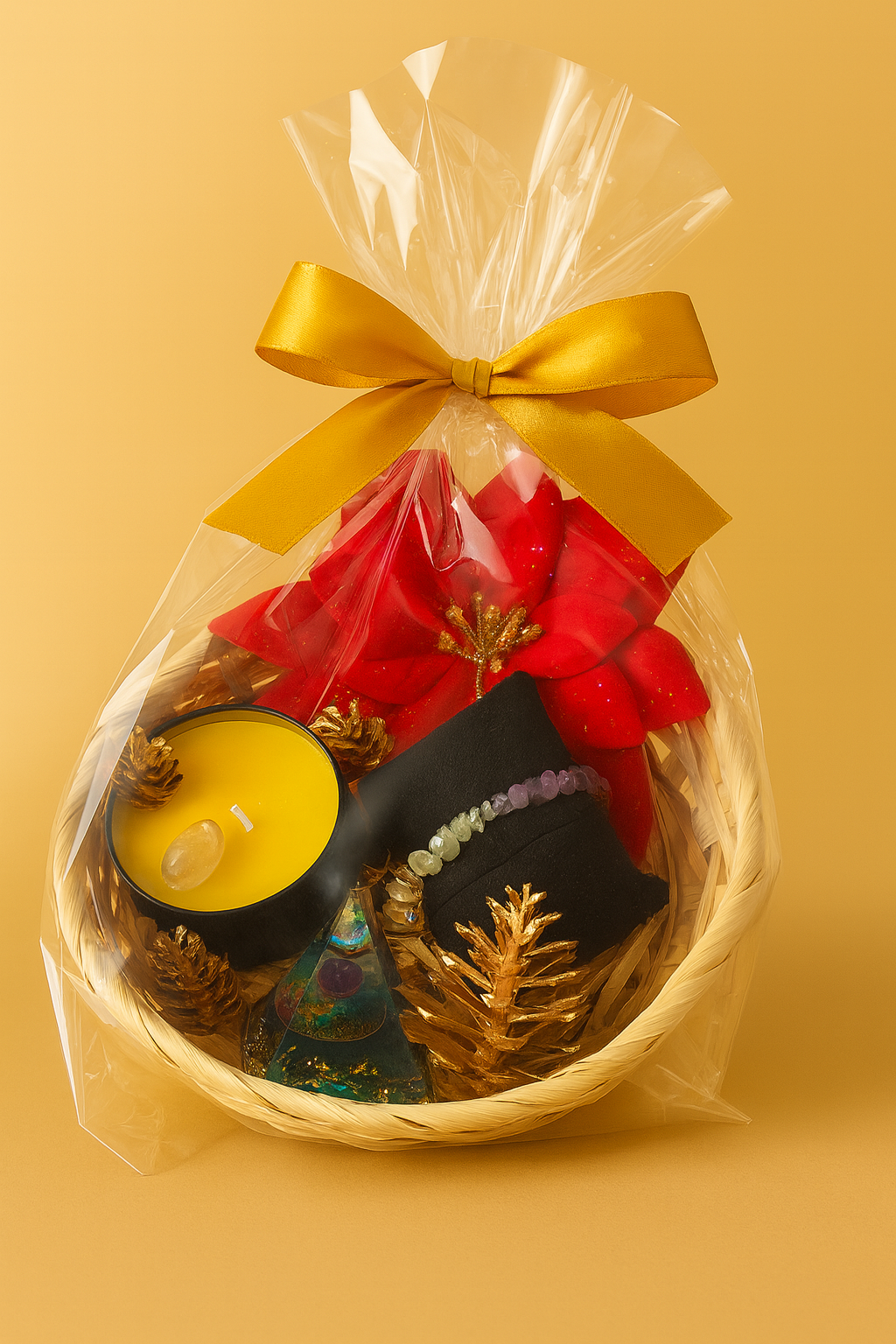 N36 Coffret Énergie & Lumière – Pyramide, Bougie & Bracelet Chakras