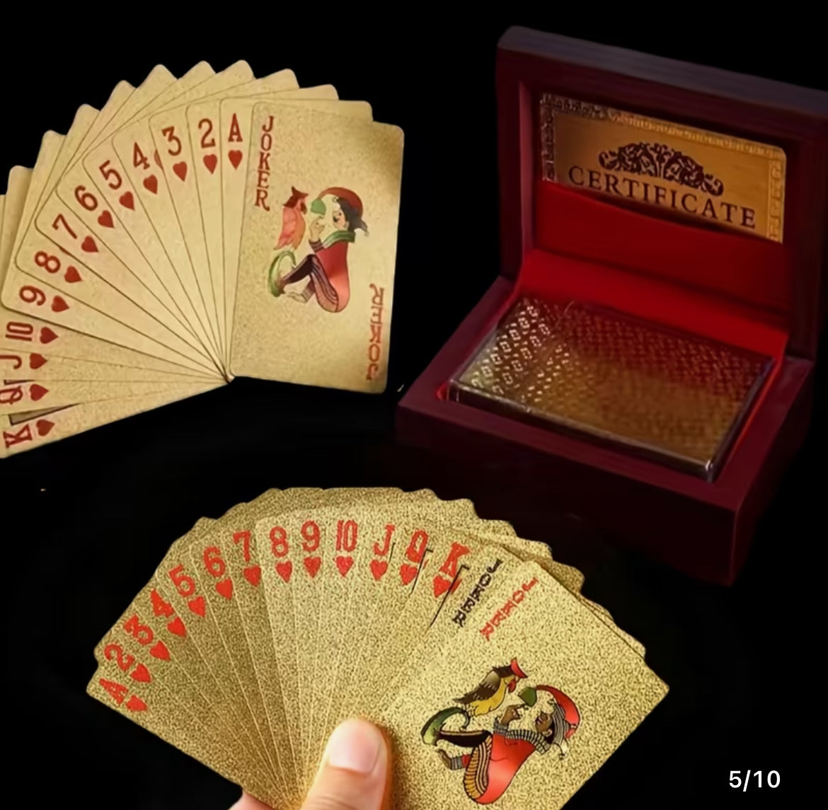 N19 Coffret As de Pique– Cendrier Bulldog Stylé & Jeu de Cartes doré luxe