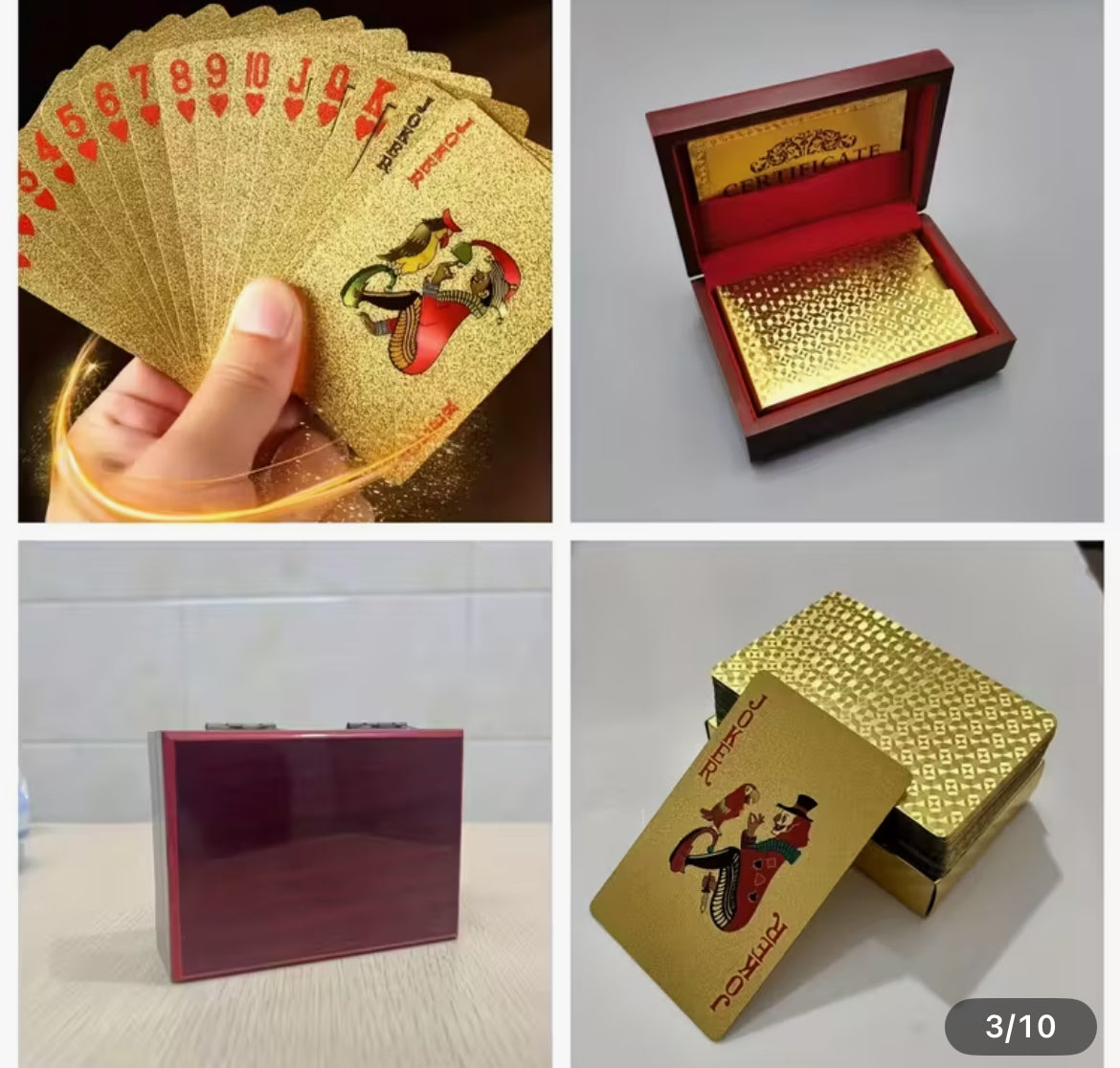 N19 Coffret As de Pique– Cendrier Bulldog Stylé & Jeu de Cartes doré luxe