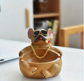 N19 Coffret As de Pique– Cendrier Bulldog Stylé & Jeu de Cartes doré luxe