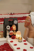 Coffret Cadeau bien être Loubella.fr- Lampe de sel, Masque argile rouge, Diffuseur parfum, Bougie MUSK, Rose pétales Savon